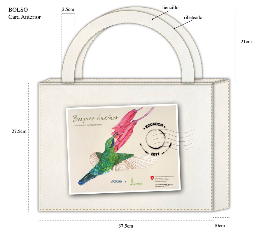 bolso para evento de cierre del programa ecobona colibri en bolso de canvas